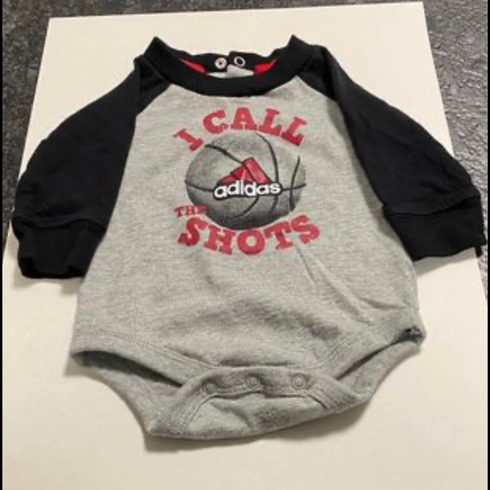 I Call the‎ Shots Long Sleeve Onesie ~Adidas~
~3 Months~ Black, Gray & Red